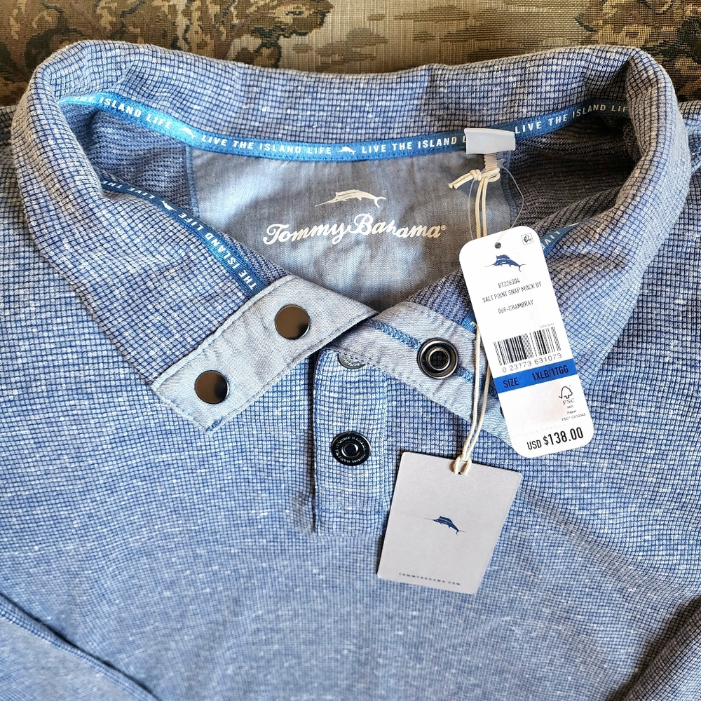 Mens Tommy Bahama Salt Point Snap Mock Neck  size 1XLB  retail price $138  NWT